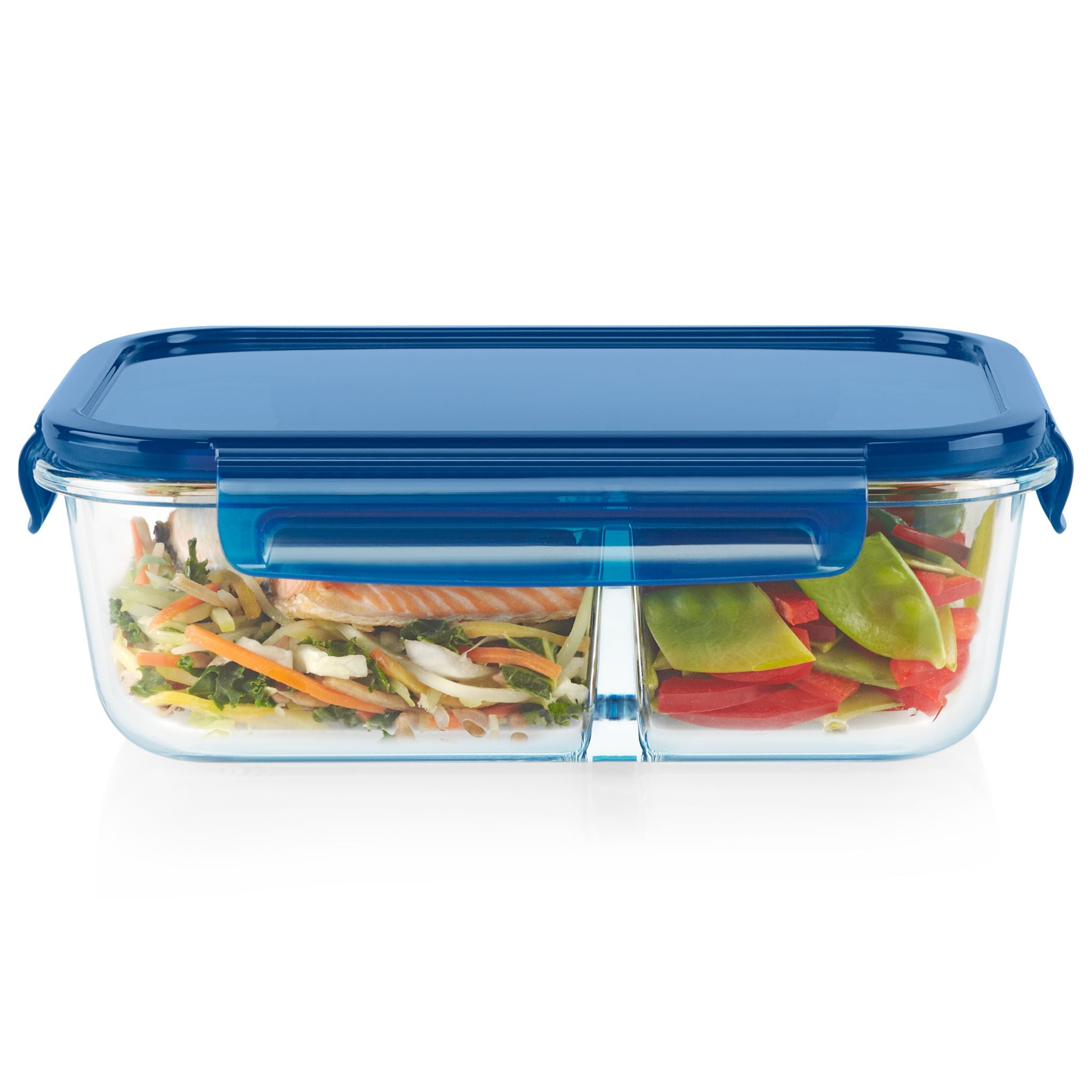Pyrex? MealBox? 5.8-cup Divided Glass Food Storage Container with Blue Lid - Image 2
