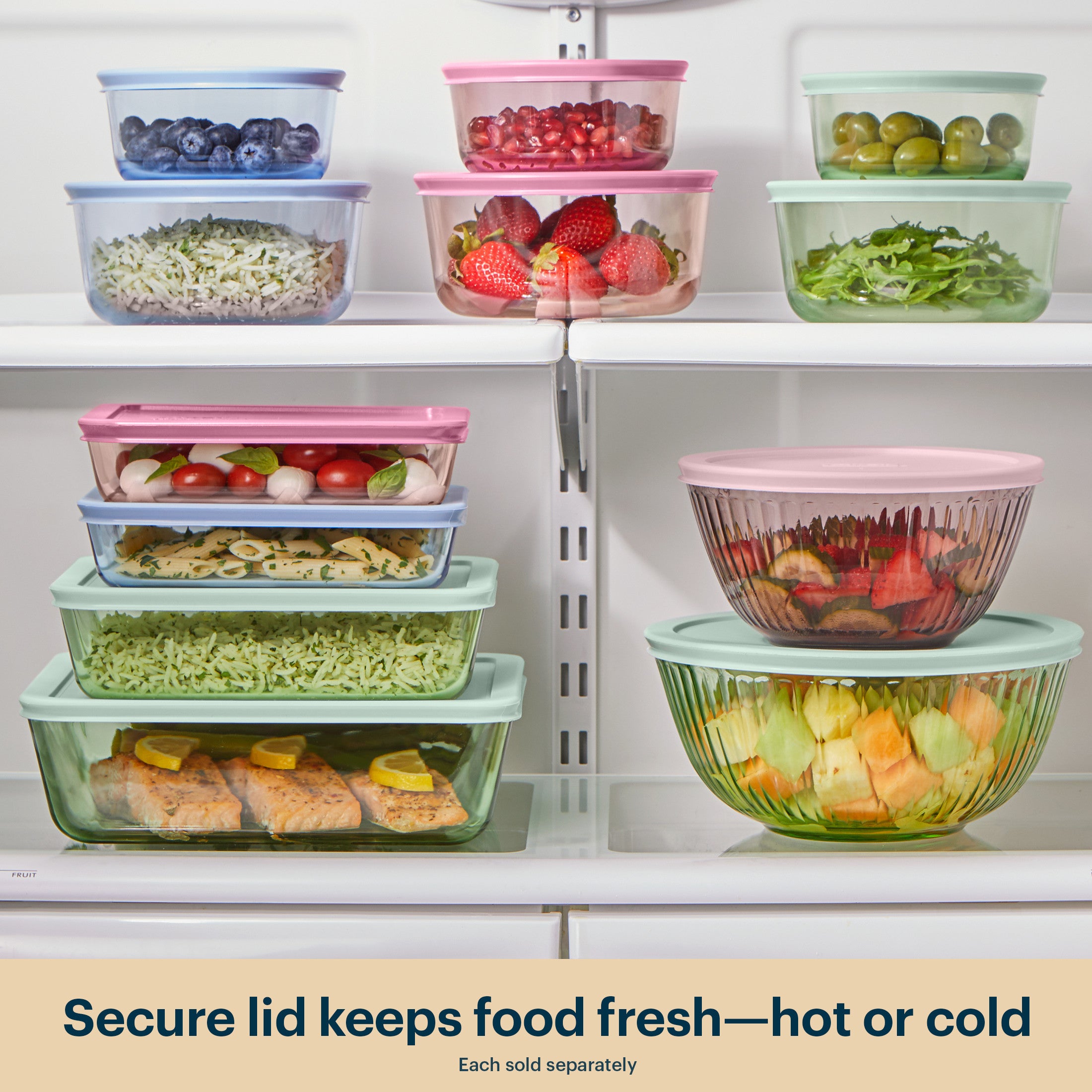 Pyrex? Sculpted Tinted Glass Mixing Bowls with Lids. 6-pc Set. Mixed Colors - Image 6