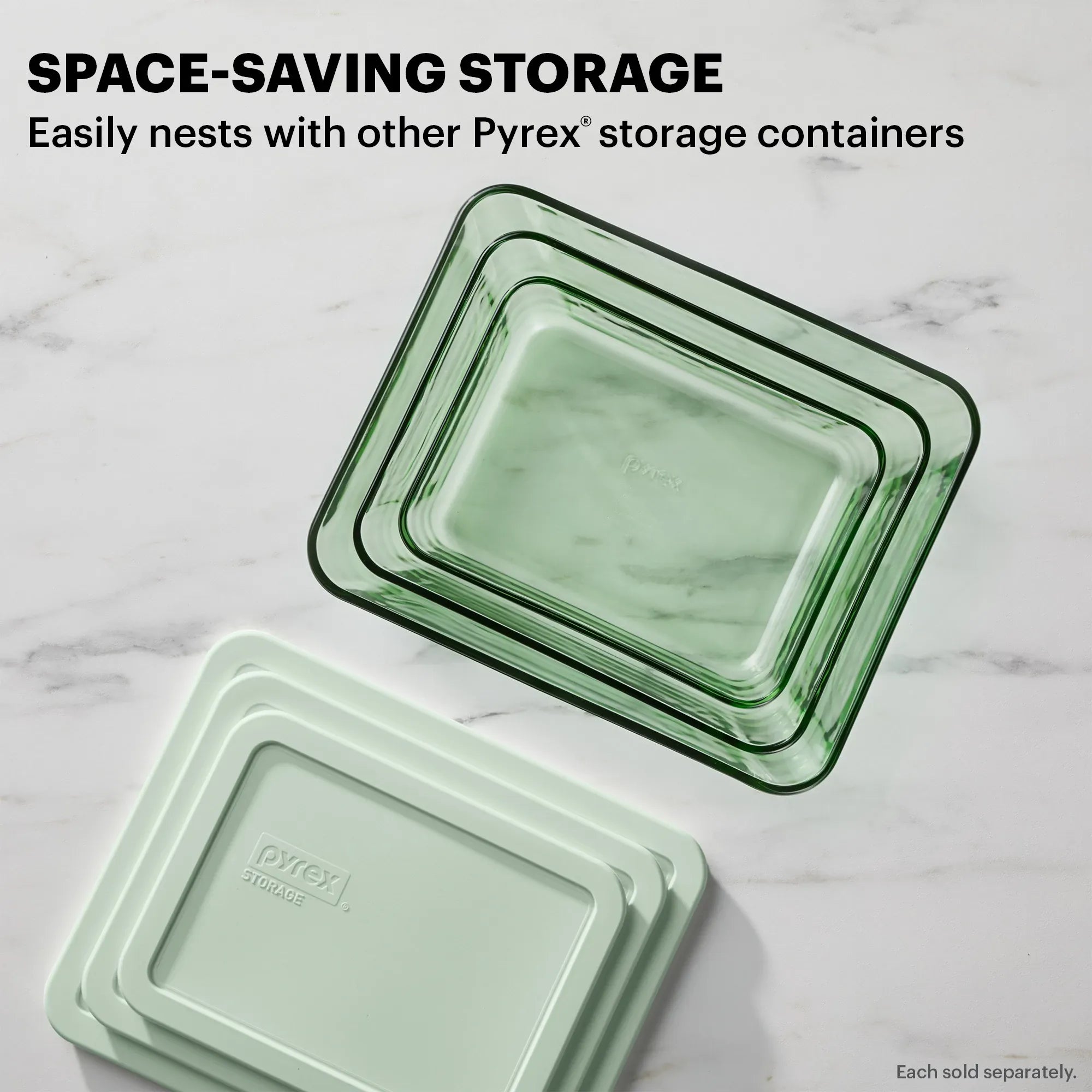 Pyrex® Simply Store® Tinted 11-cup Rectangle Storage with Green Plastic Lid - Image 4