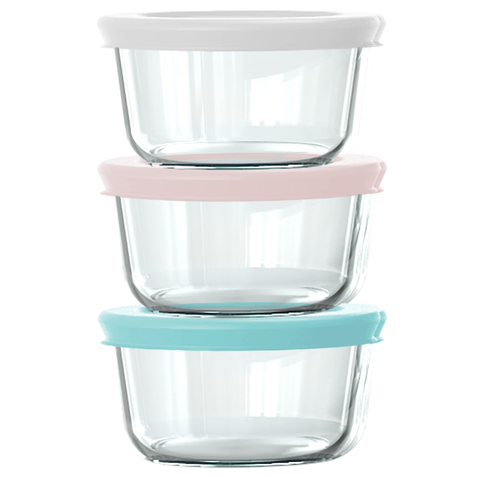 Pyrex? Simply Store? 6-piece 1-cup Round Glass Storage Set with Assorted Color Lids