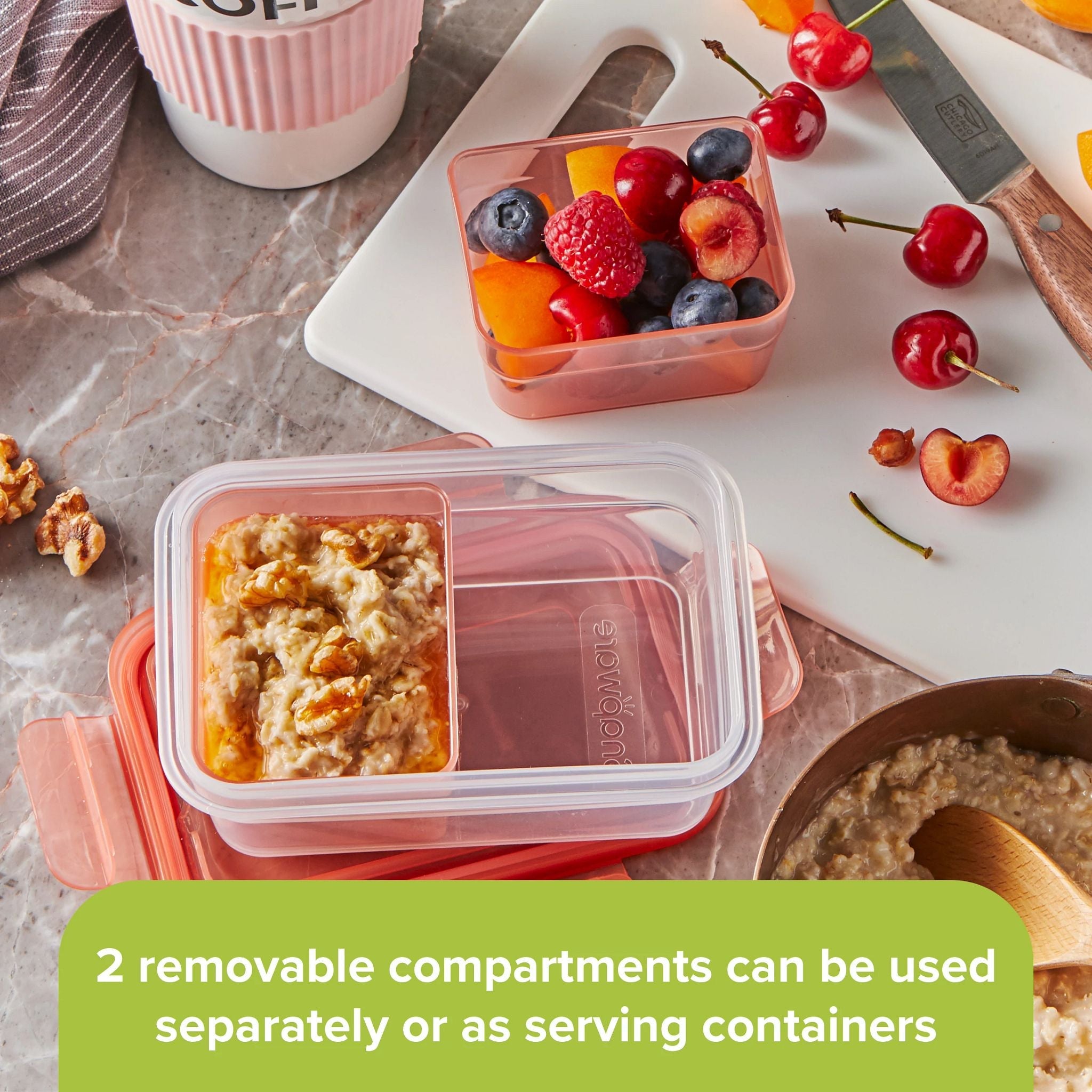 Snapware® Meal Prep Divided: 2-cup Rectangle Storage Container. 2-Section - Image 2