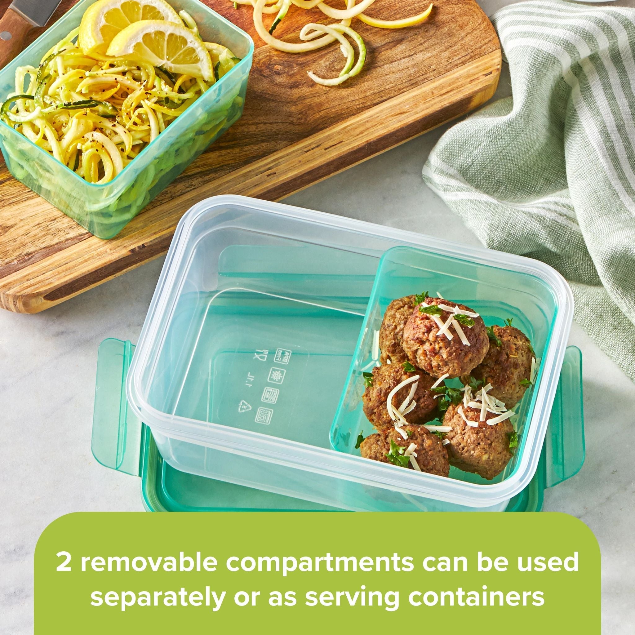 Snapware® Meal Prep Divided: 4.6-cup Rectangle Storage Container. 2-Section - Image 2