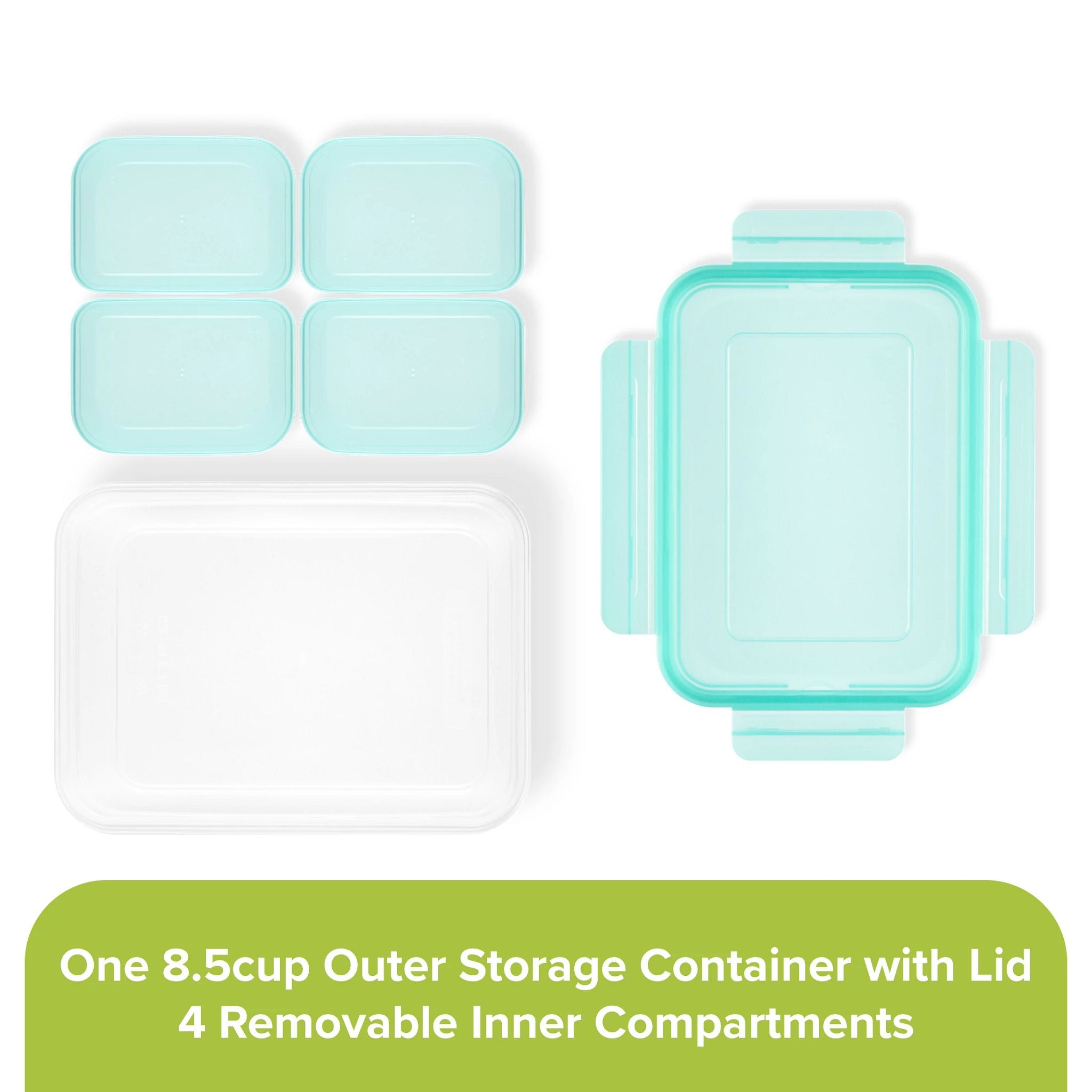 Snapware® Meal Prep Divided: 8.5-cup Rectangle Storage Container. 4-Section - Image 3