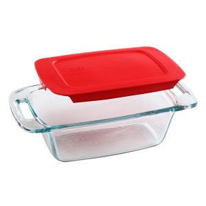 Pyrex? Easy Grab? 1.5-quart Glass Loaf Pan with Red Lid