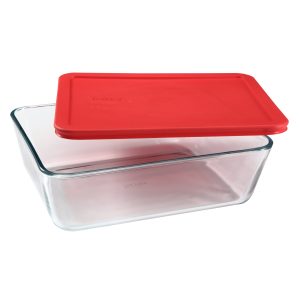 Pyrex? Simply Store? 11-cup Rectangular Glass Food Storage Container with Red Lid