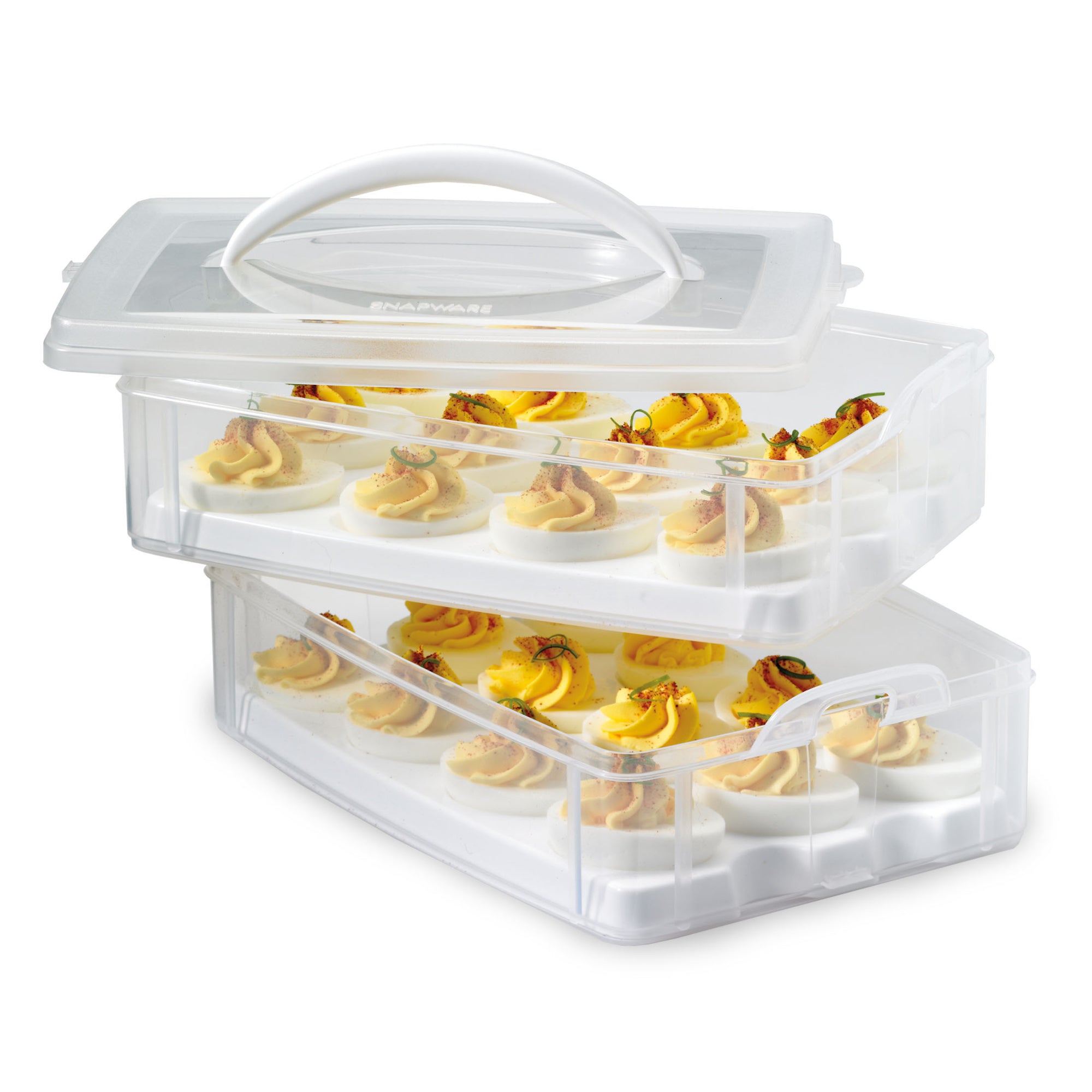 Snapware Snap ‘N Stack 2-Layer Food Storage Container with Egg Holder Trays - Image 2