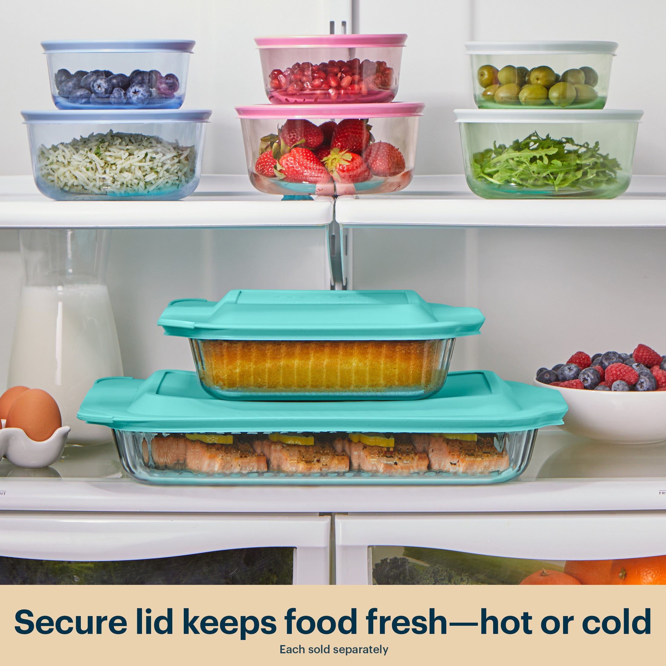 Pyrex Sculpted Tinted Glass 3QT Oblong Baking Dish with Lid. Aqua - Image 6