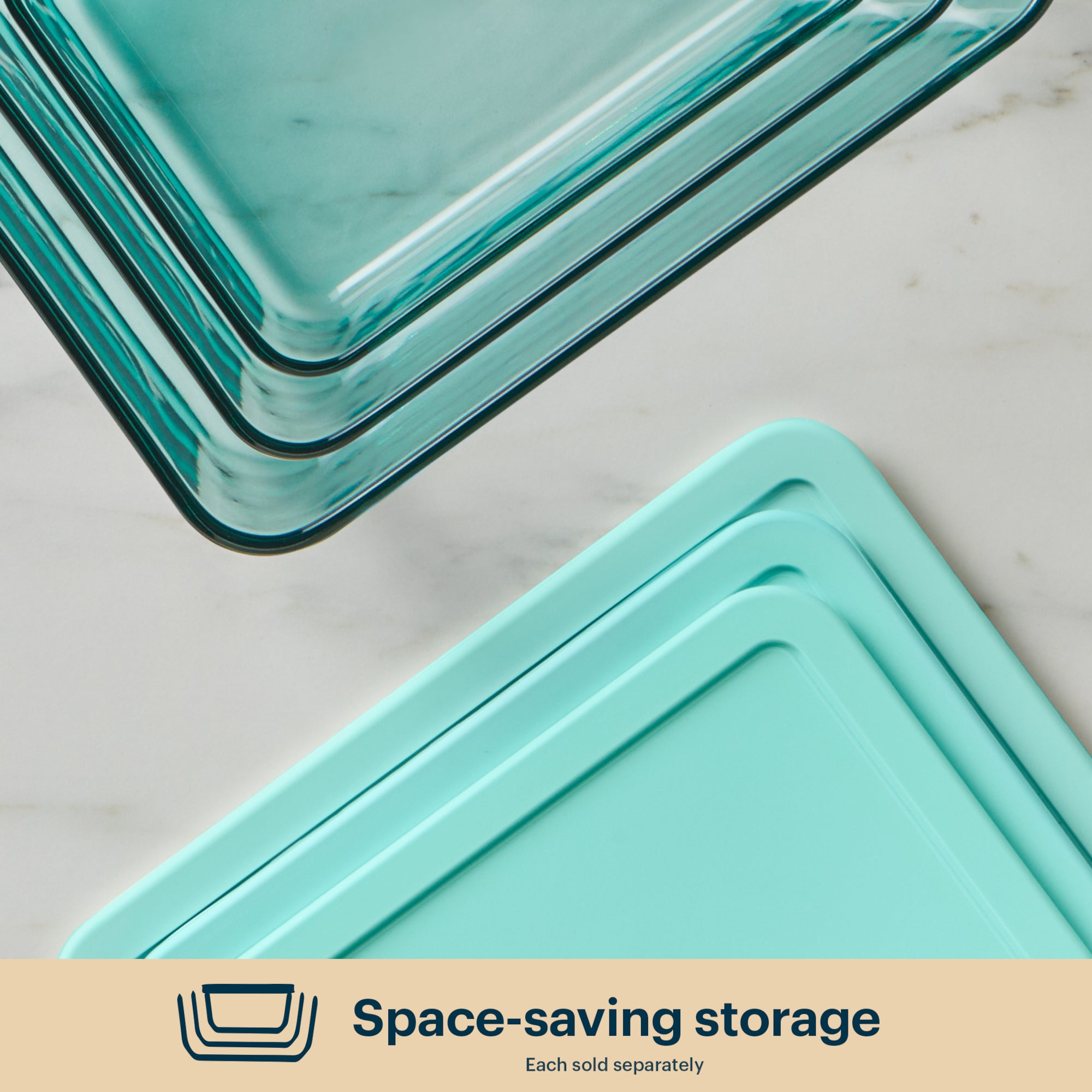 Pyrex? Simply Store? Tinted Glass 6-cup Rectangle Storage Container with Lid. Aqua - Image 5