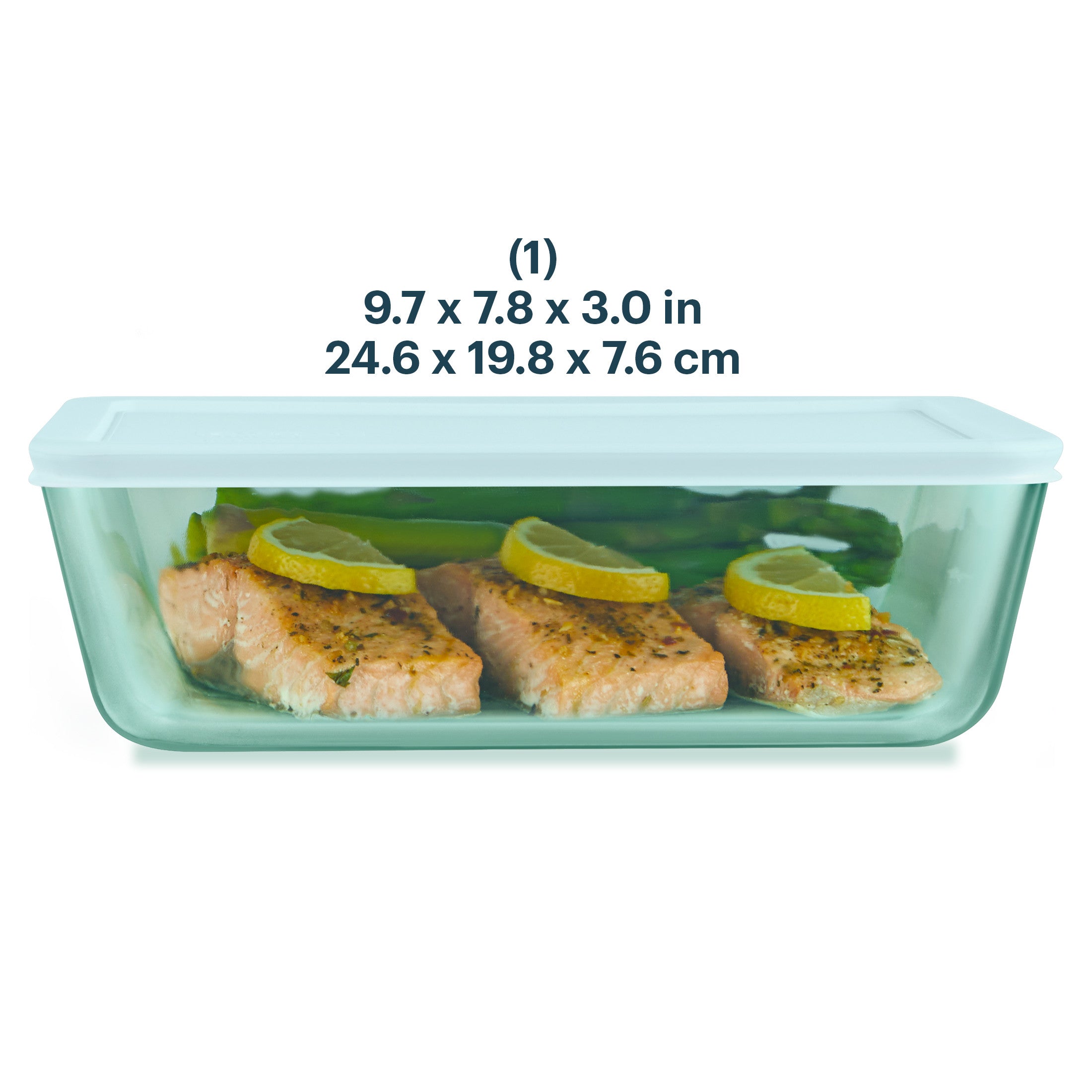 Pyrex Simply Store Tinted Glass 11-cup Rectangle Storage Container with Lid. Aqua - Image 2