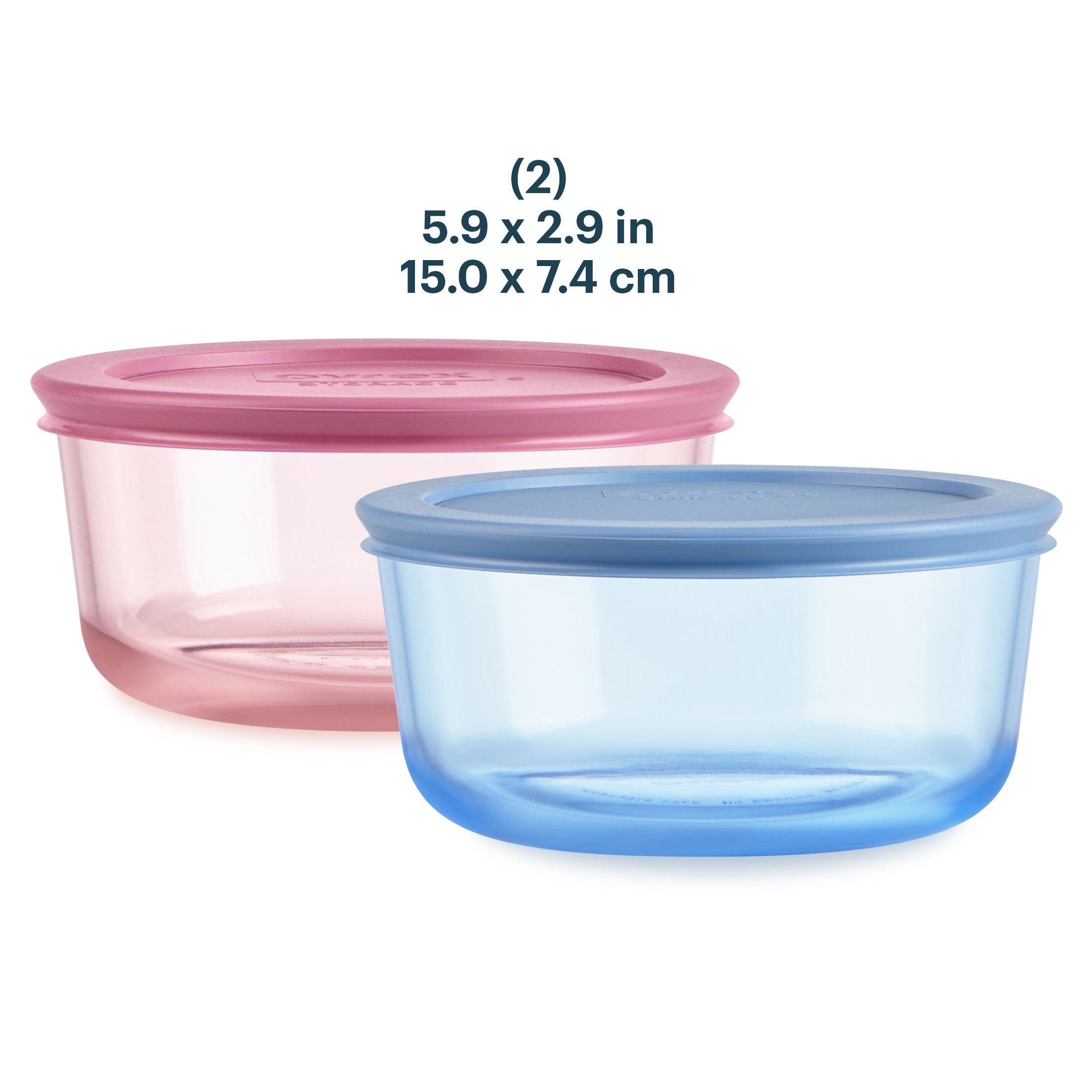 Pyrex Simply Store Tinted Glass 4-cup Round Storage Containers. 4-pc Set. Mixed Colors - Image 3