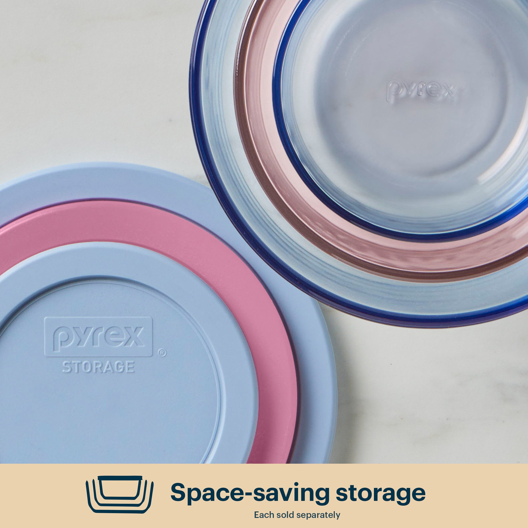 Pyrex? Simply Store? Tinted Glass 4-cup Round Storage Containers. 4-pc Set. Mixed Colors - Image 5