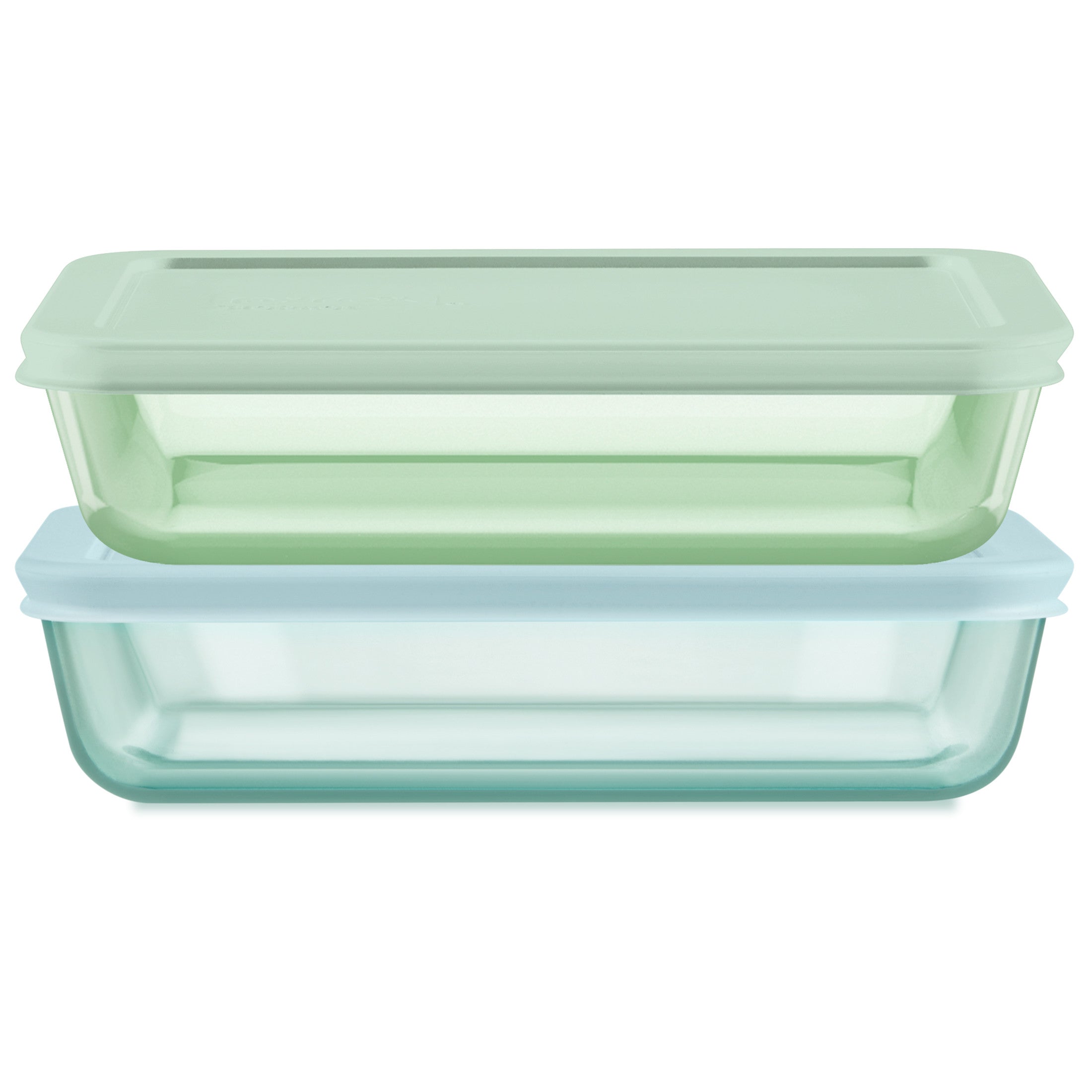 Pyrex Simply Store Tinted Glass 3-cup Rectangle Storage Containers. 4-pc Set. Mixed Colors