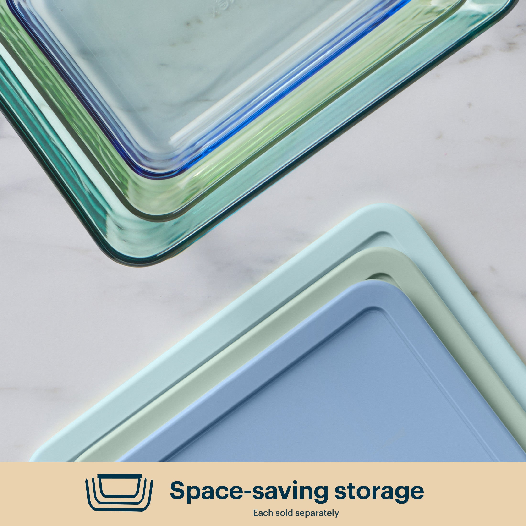 Pyrex Simply Store Tinted Glass 3-cup Rectangle Storage Containers. 4-pc Set. Mixed Colors - Image 5