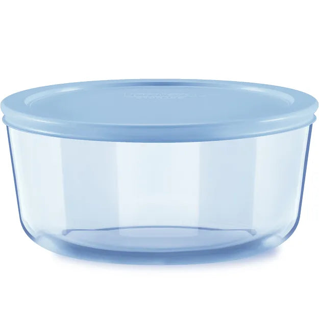 Pyrex Simply Store Tinted 7-cup Round Storage with Blue Plastic Lid