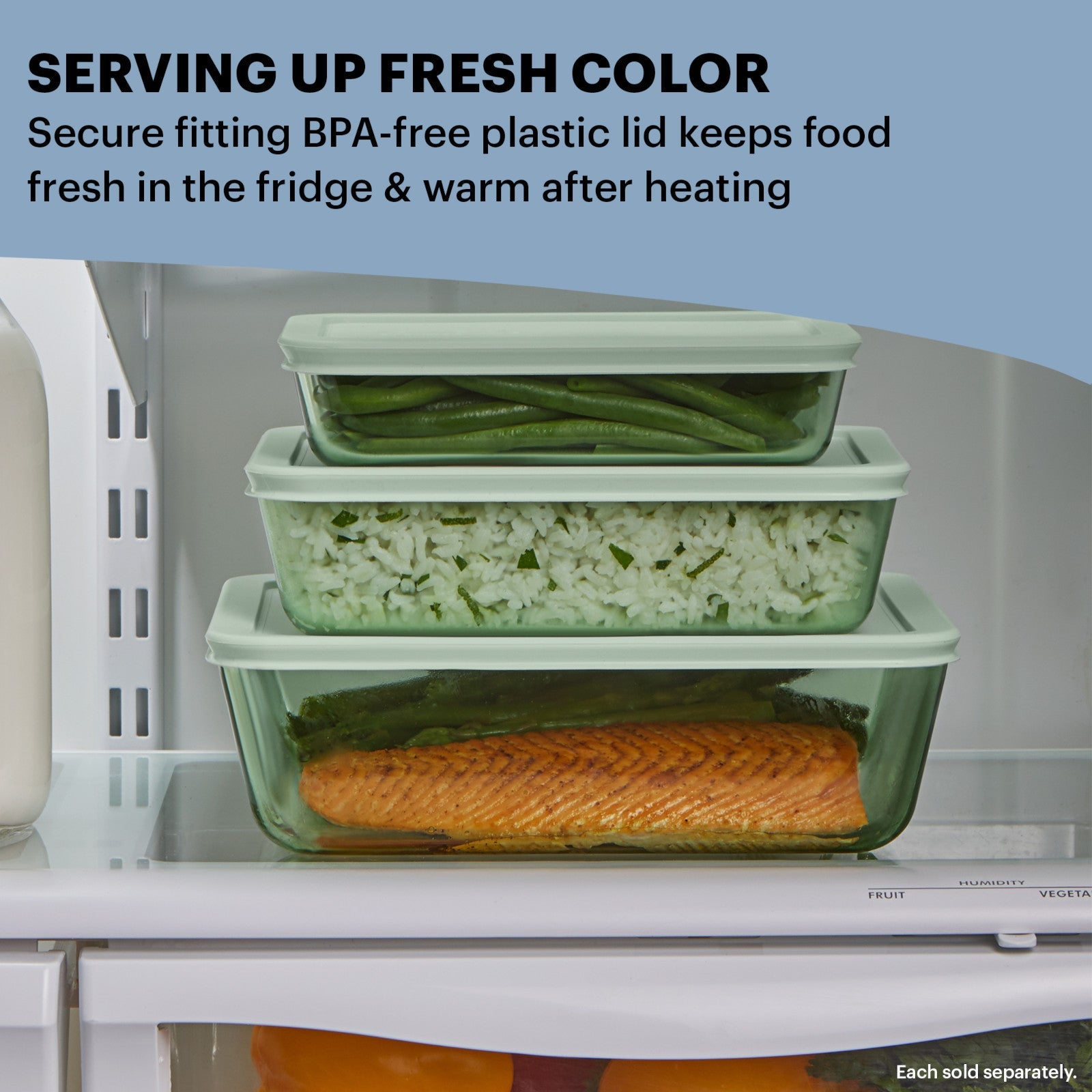 Pyrex Simply Store Tinted 11-cup Rectangle Storage with Green Plastic Lid - Image 3