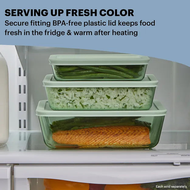 Pyrex Simply Store Tinted 6-cup Rectangle Storage with Green Plastic Lid - Image 3
