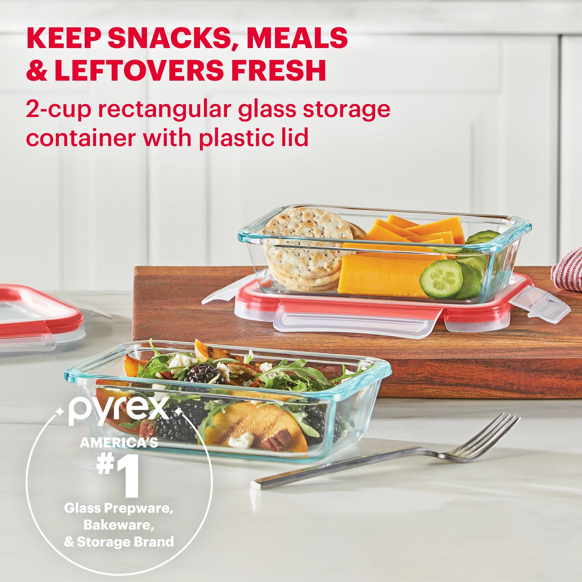 Pyrex® Freshlock™ 2-cup Rectangle Glass Storage - Image 3