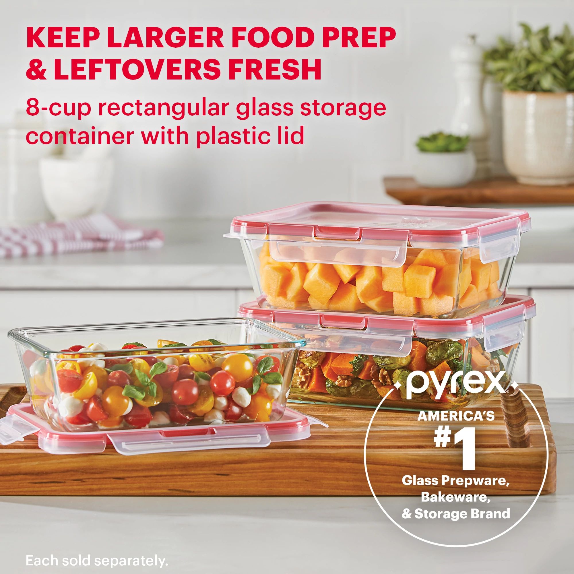 Pyrex® Freshlock™ 8-cup Rectangle Glass Storage - Image 3