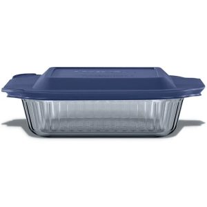 Pyrex Colors Sculpted Tinted 8 Square Baking Dish with Plastic Lid. Smoke