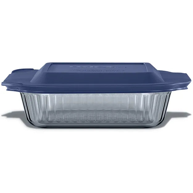 Pyrex Colors Sculpted Tinted 8 Square Baking Dish with Plastic Lid. Smoke