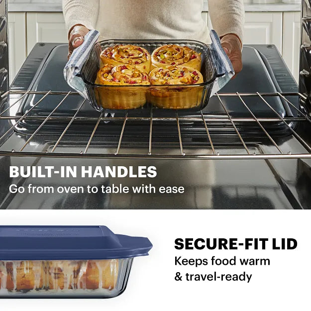 Pyrex Colors Sculpted Tinted 8 Square Baking Dish with Plastic Lid. Smoke - Image 4