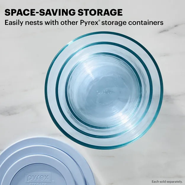 Pyrex Simply Store Tinted 6-piece Round Storage Value Pack with Blue Plastic Lids - Image 5