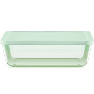 Pyrex Simply Store Tinted 11-cup Rectangle Storage with Green Plastic Lid