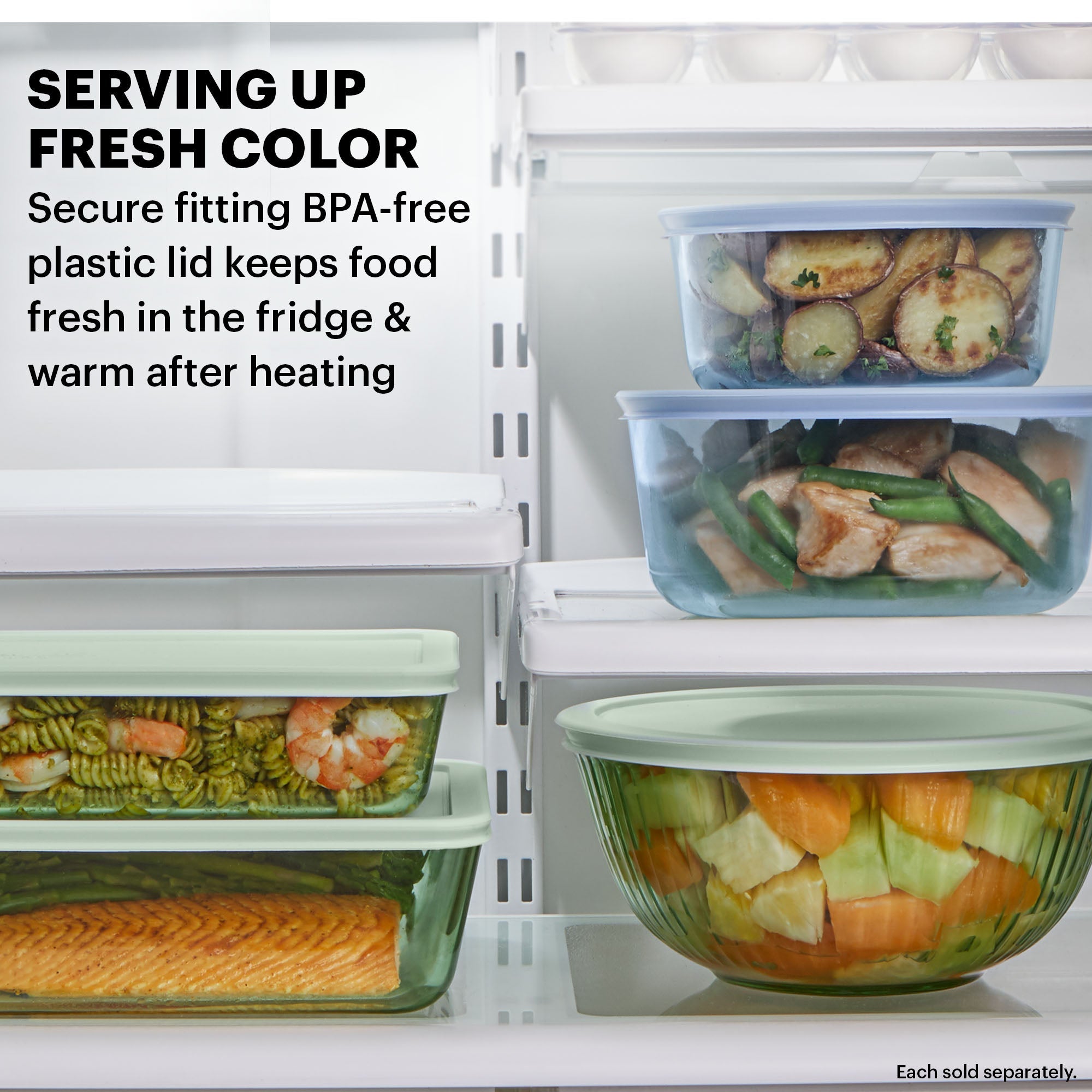 Pyrex Simply Store Tinted 12-piece Storage Set with Plastic Lids. Green and Blue - Image 3