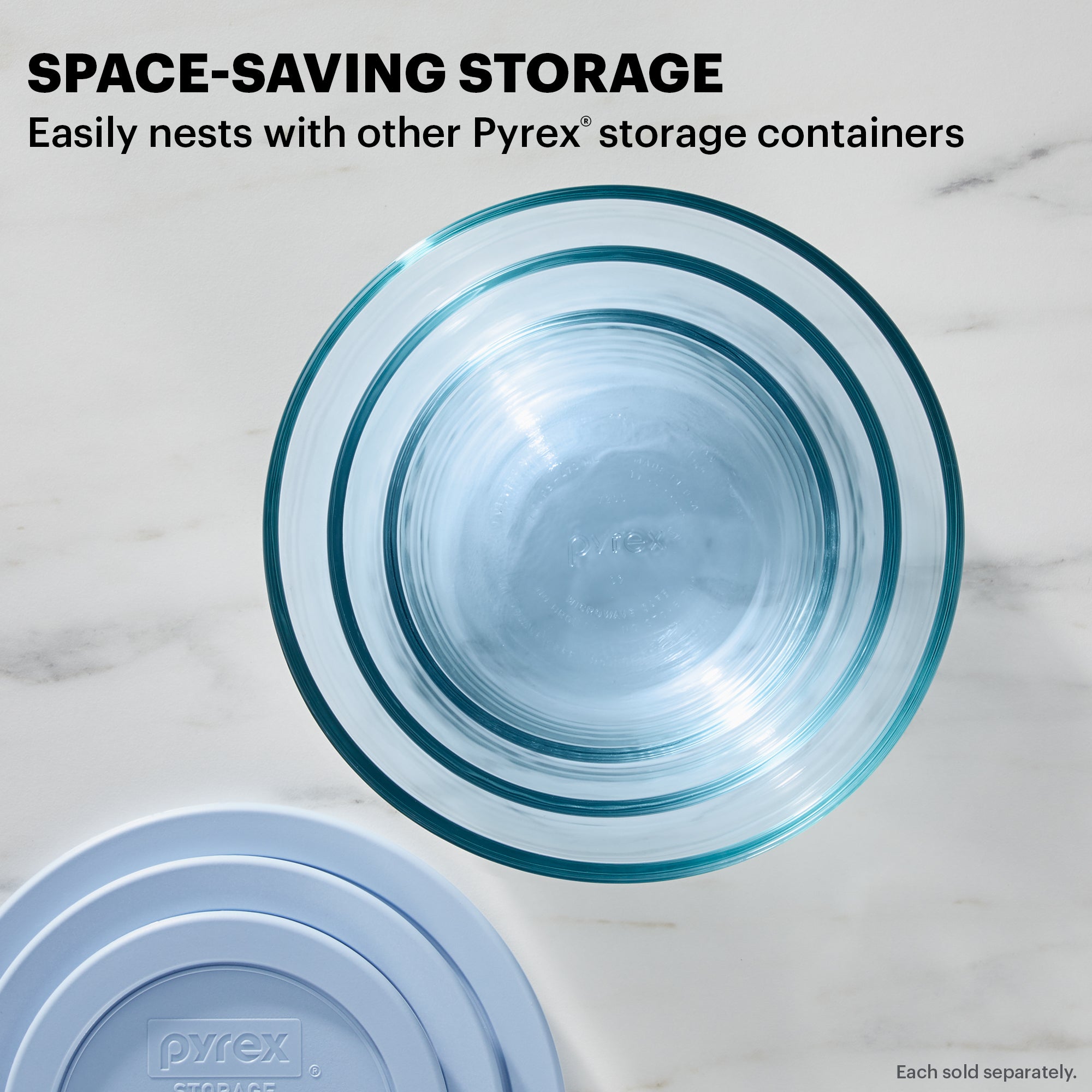 Pyrex Simply Store Tinted 2-cup Round Storage with Plastic Lid. Blue - Image 4