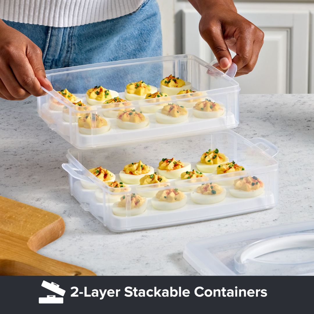 Snapware Snap ‘N Stack 2-Layer Food Storage Container with Egg Holder Trays - Image 3