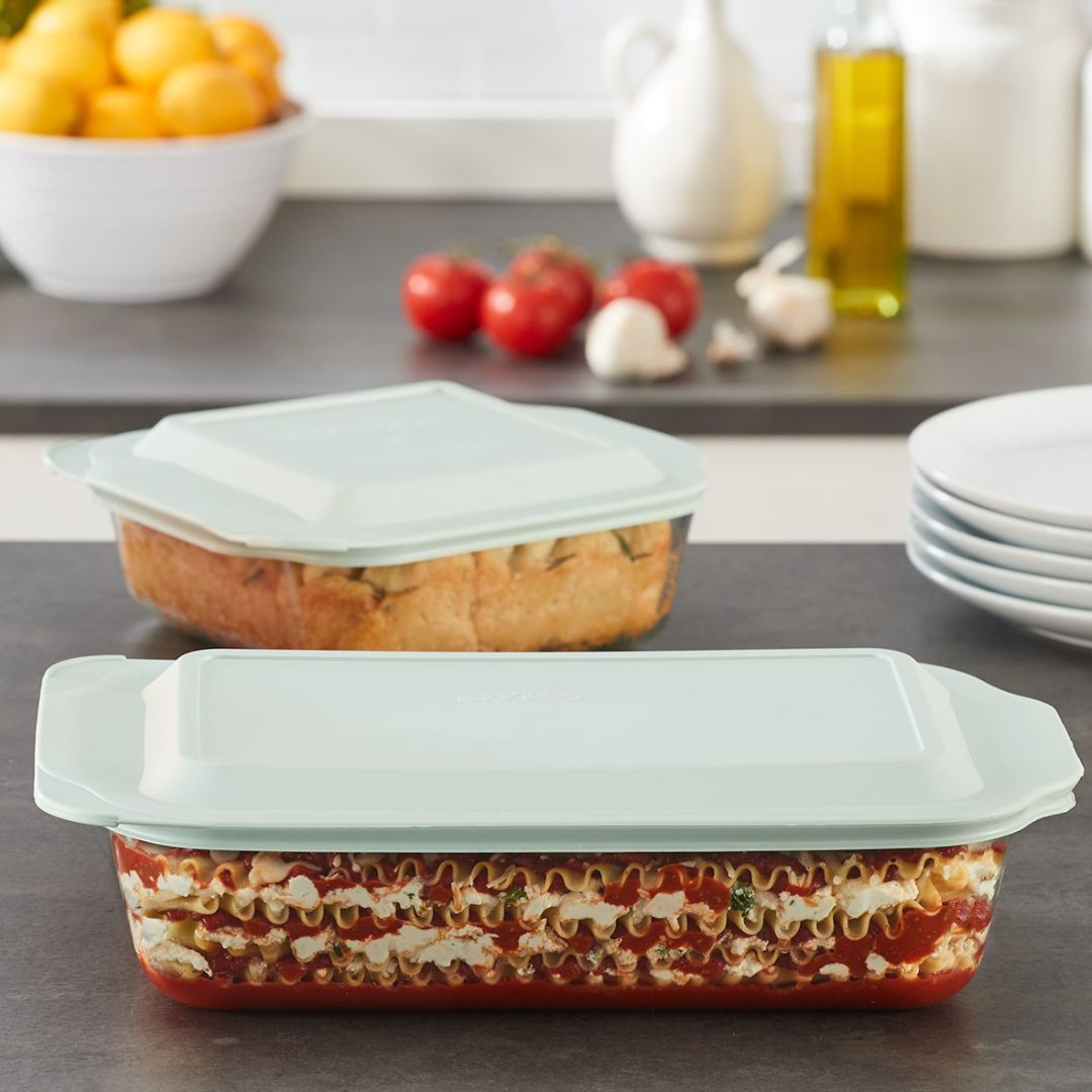 Pyrex? Deep 4-piece Baking Dish Set with Sage Lids - Image 2