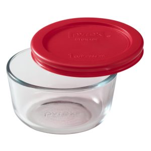 Pyrex? Simply Store? 1-cup Glass Food Storage Container with Red Lid